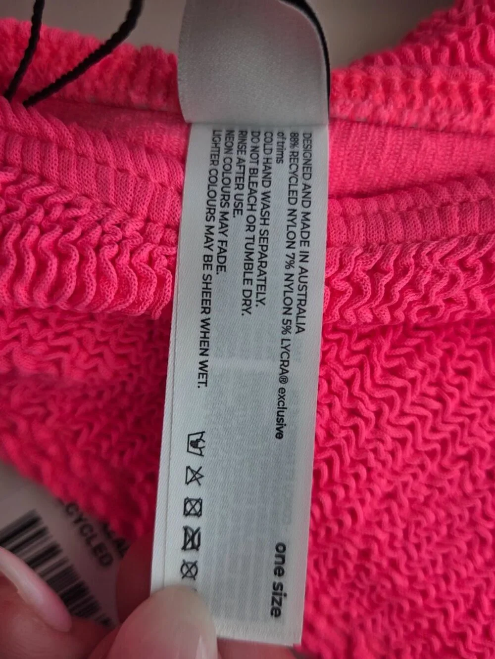 Bond Eye Neon Azalea Bandeau Bikini Set One Size Cheeky Pink Crinkle NEW Summer